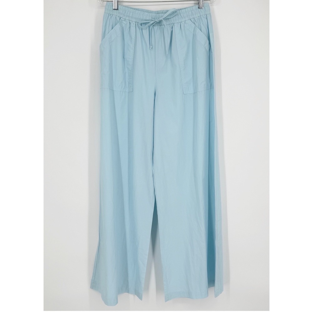 NWOT Stark X Wide Leg Pants Light Blue Cotton Stretch Drawstring Made in USA M - Picture 2 of 15